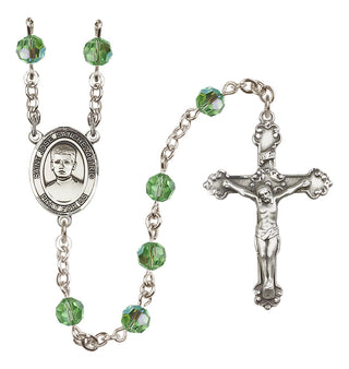Sterling Silver 6mm Austrian Crystal Saint Jose Sanchez del Rio Rosary in Peridot
