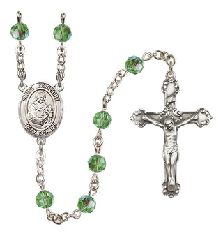 Sterling Silver 6mm Austrian Crystal Saint Norbert of Xanten Rosary in Peridot