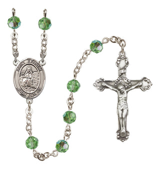 Sterling Silver 6mm Austrian Crystal Saint Ephrem Rosary in Peridot