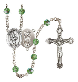 Sterling Silver 6mm Saint Christopher/Baseball Rosary