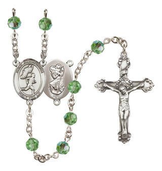 Sterling Silver 6mm Saint Christopher/Track&Field-Men Rosary