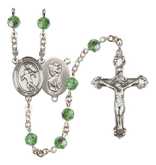 Sterling Silver 6mm Saint Christopher/Track&Field-Women Rosary