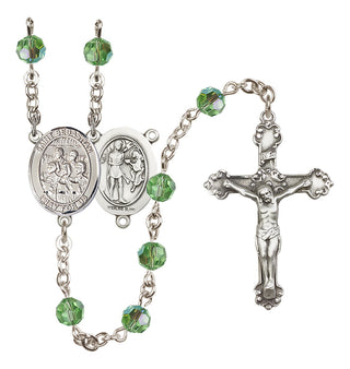 Sterling Silver 6mm Austrian Crystal Saint Sebastian / Choir Rosary in Peridot