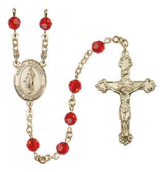 14 Karat Gold-Filled 6mm Austrian Crystal Santa Barbara Rosary in Ruby