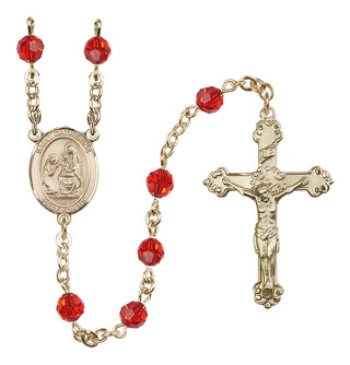 14 Karat Gold-Filled 6mm Austrian Crystal Saint Catherine of Siena Rosary in Ruby