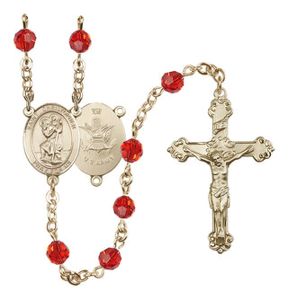 14kt Gold Filled 6mm Saint Christopher / Army Rosary