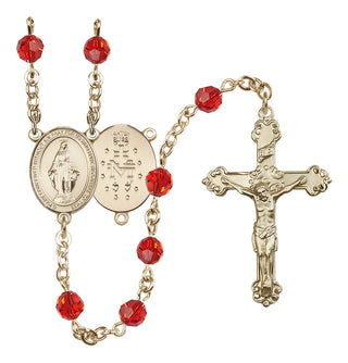14 Karat Gold-Filled 6mm Austrian Crystal Miraculous Rosary in Ruby