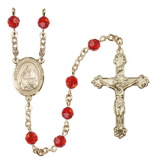 14 Karat Gold-Filled 6mm Austrian Crystal Saint Marie Magdalen Postel Rosary in Ruby