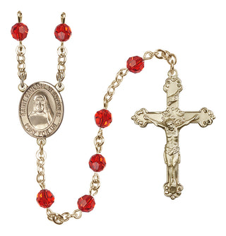 14 Karat Gold-Filled 6mm Austrian Crystal Saint Pauline Visintainer Rosary in Ruby
