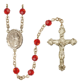 14 Karat Gold-Filled 6mm Austrian Crystal Saint Jacob of Nisibis Rosary in Ruby