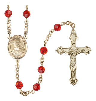14 Karat Gold-Filled 6mm Austrian Crystal Saint Daniel Comboni Rosary in Ruby