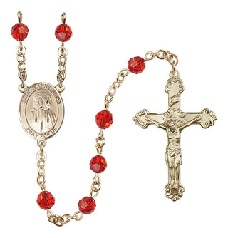 14 Karat Gold-Filled 6mm Austrian Crystal Saint Jeanne Jugan Rosary in Ruby