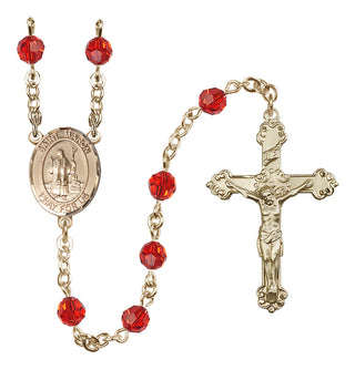 14 Karat Gold-Filled 6mm Austrian Crystal Saint Maron Rosary in Ruby
