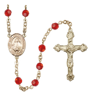 14 Karat Gold-Filled 6mm Austrian Crystal Saint Maria Bertilla Boscardin Rosary in Ruby