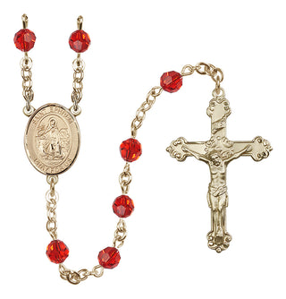 14 Karat Gold-Filled 6mm Austrian Crystal Saint Ephrem Rosary in Ruby