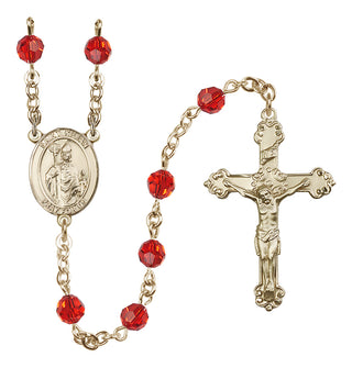 14 Karat Gold 6mm Austrian Crystal Saint Kilian Rosary in Ruby