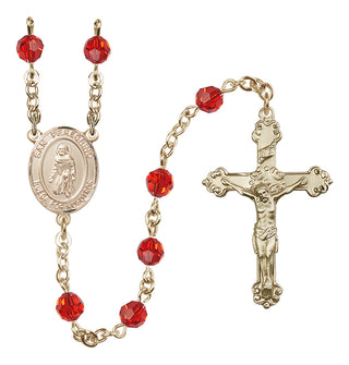 14 Karat Gold 6mm Austrian Crystal San Peregrino Rosary in Ruby