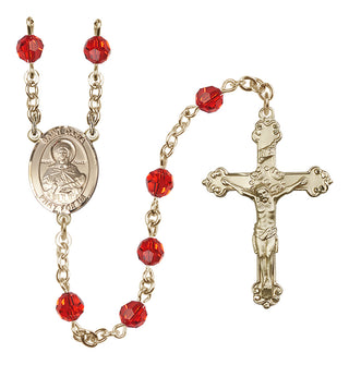 14 Karat Gold 6mm Austrian Crystal Saint Daria Rosary in Ruby