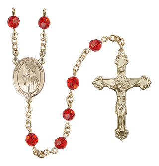 14 Karat Gold 6mm Austrian Crystal Saint Jeanne Jugan Rosary in Ruby