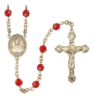 14 Karat Gold 6mm Austrian Crystal Blessed Emilie Tavernier Gamelin Rosary in Ruby