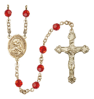 14 Karat Gold 6mm Austrian Crystal Our Lady of the Precious Blood Rosary in Ruby