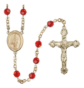 14 Karat Gold 6mm Austrian Crystal Saint Emma Uffing Rosary in Ruby