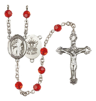 Sterling Silver 6mm Saint Brendan the Navigator/Navy Rosary