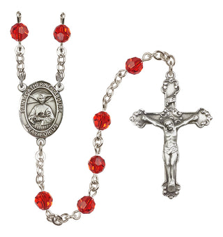 Sterling Silver 6mm Austrian Crystal Saint Catherine Laboure Rosary in Ruby
