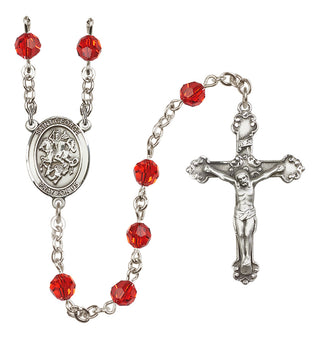 Sterling Silver 6mm Saint George  Engraved Catholic Rosaries