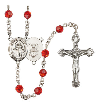 Sterling Silver 6mm Austrian Crystal Saint Joan of Arc / Navy Rosary in Ruby