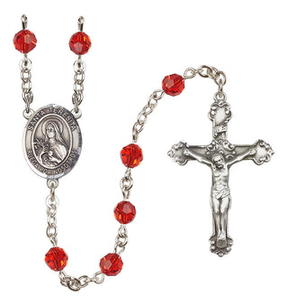 Sterling Silver 6mm Austrian Crystal Santa Teresita Rosary in Ruby