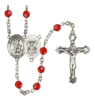 Sterling Silver 6mm Austrian Crystal Guardian Angel / Navy Rosary in Ruby