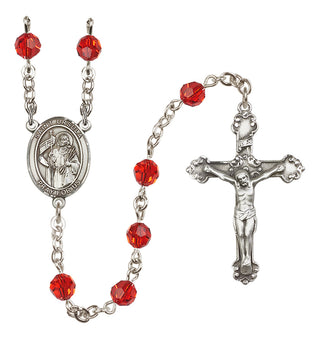 Sterling Silver 6mm Austrian Crystal Saint Ursula Rosary in Ruby
