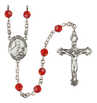 Sterling Silver 6mm Austrian Crystal Saint Gemma Galgani Rosary in Ruby