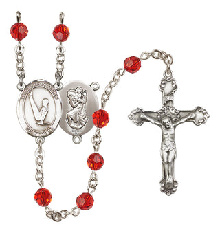 Sterling Silver 6mm Saint Christopher/Gymnastics  Engraved Catholic Rosaries