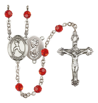 Sterling Silver 6mm Saint Christopher/Softball  Engraved Catholic Rosaries