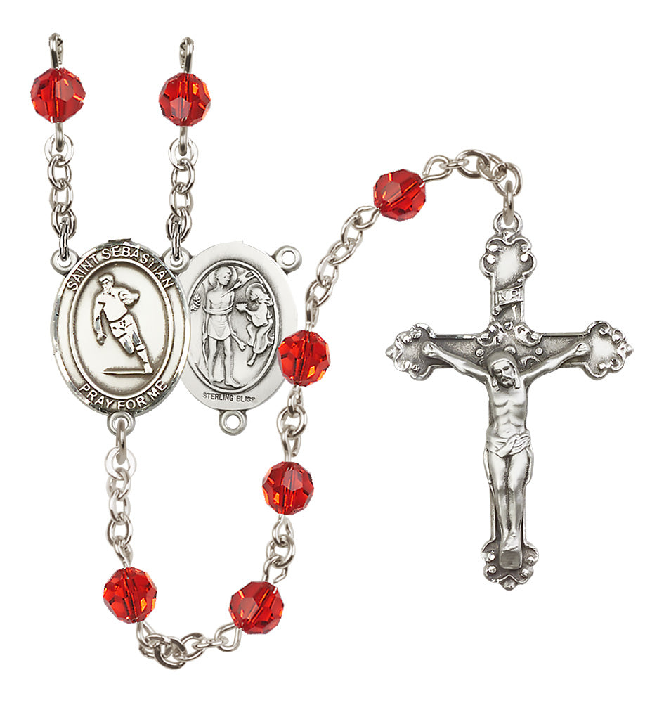 Saint Sebastian Rugby Rosary - Ruby Crystal – CatholicShop.com