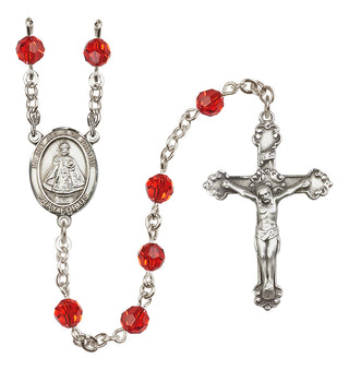 Sterling Silver 6mm Austrian Crystal Infant of Prague Rosary in Ruby