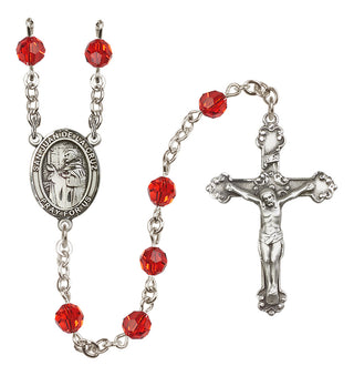 Sterling Silver 6mm Austrian Crystal San Juan de la Cruz Rosary in Ruby