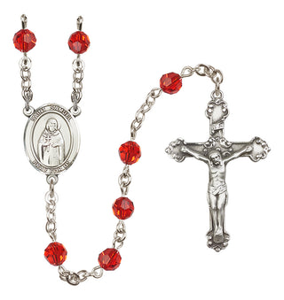 Sterling Silver 6mm Austrian Crystal Saint Samuel Rosary in Ruby