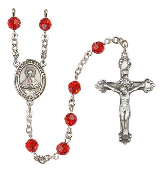 Sterling Silver 6mm Austrian Crystal Our Lady of San Juan Rosary in Ruby
