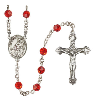 Sterling Silver 6mm Austrian Crystal Saint Thomas of Villanova Rosary in Ruby