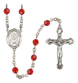 Sterling Silver 6mm Austrian Crystal Saint Frances of Rome Rosary in Ruby