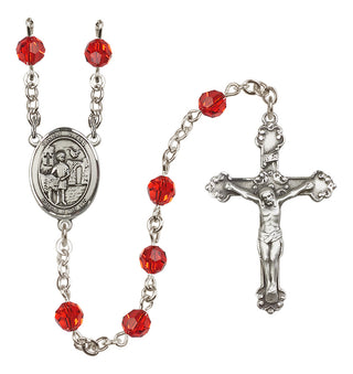Sterling Silver 6mm Austrian Crystal Saint Vitus Rosary in Ruby