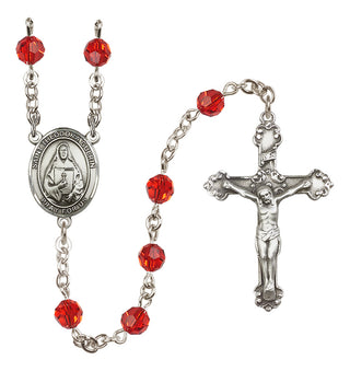 Sterling Silver 6mm Austrian Crystal Saint Theodora Rosary in Ruby