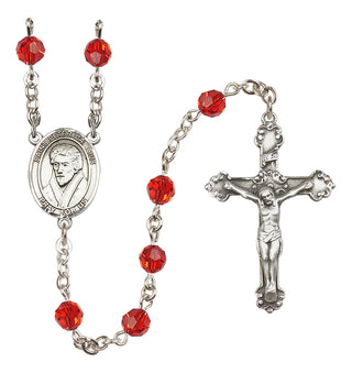 Sterling Silver 6mm Austrian Crystal Saint Peter Canisius Rosary in Ruby
