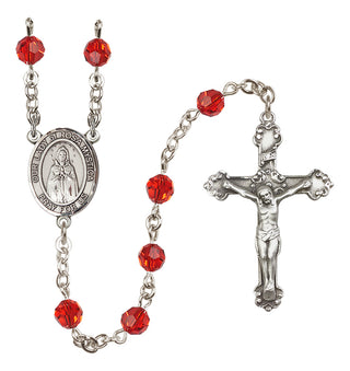 Sterling Silver 6mm Austrian Crystal Our Lady of Rosa Mystica Rosary in Ruby