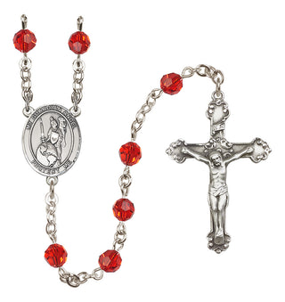 Sterling Silver 6mm Austrian Crystal Guardian Angel of the World Rosary in Ruby