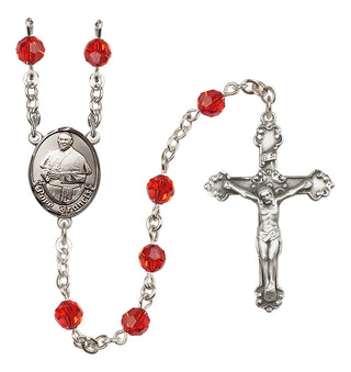 Sterling Silver 6mm Austrian Crystal Pope Francis Rosary in Ruby