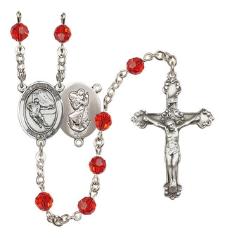 Sterling Silver 6mm Saint Christopher/Hockey Rosary